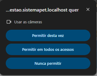Solicitação de acesso à camera no Chrome